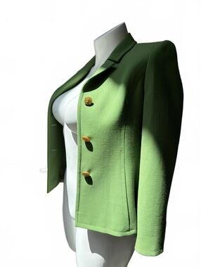 Luca Luca Green Italian Skirt Suit Set Vintage Size 40